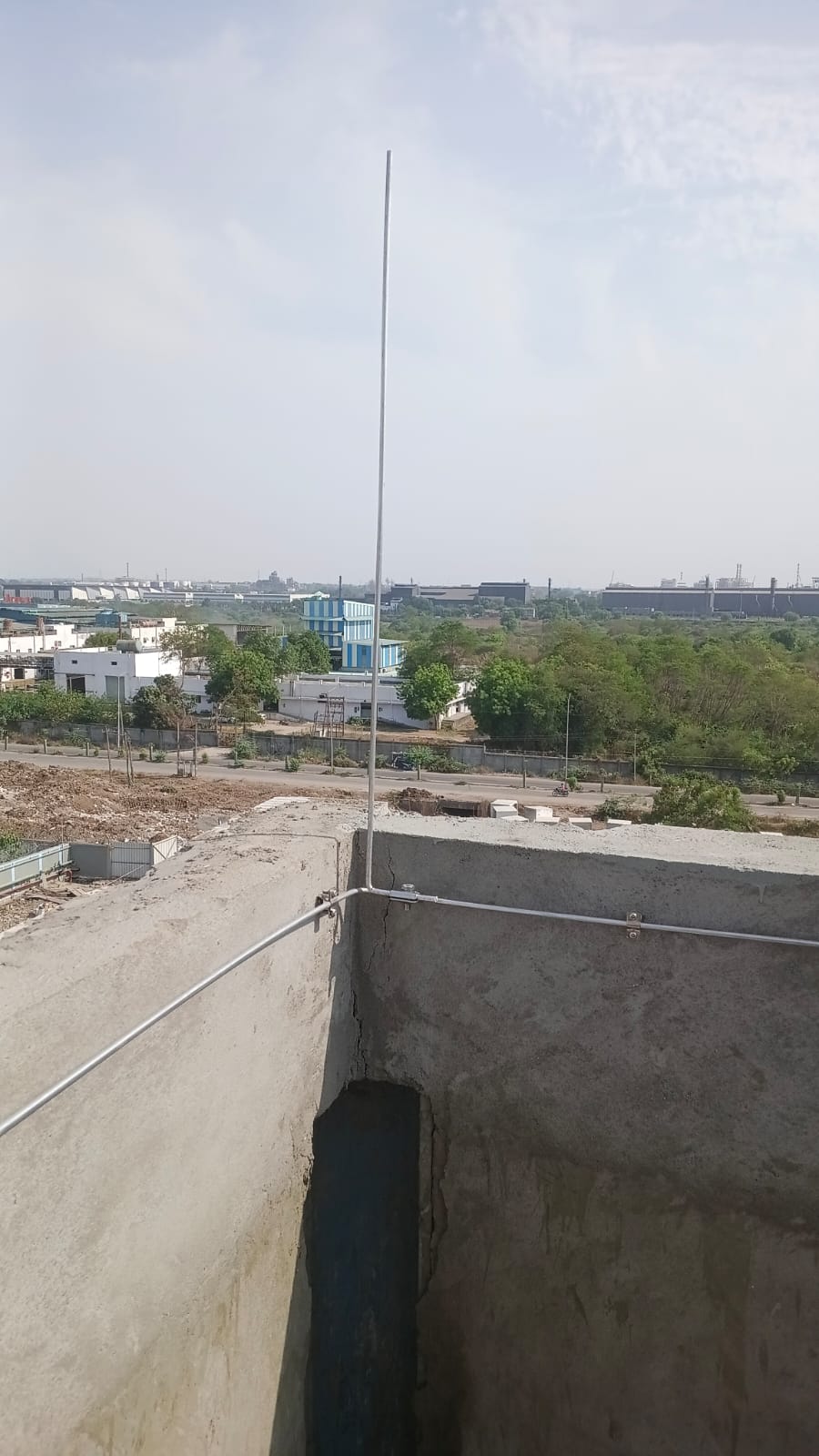 Lightning arrester installed on a rooftop